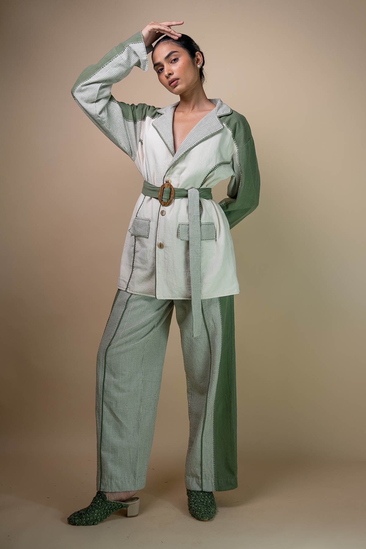 Buy Kala Cotton Colorblock Blazer by Lafaani for women online at ScrollnShops